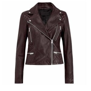 ALL SAINTS Cargo Leather Regular fit Quilted Biker Jacket